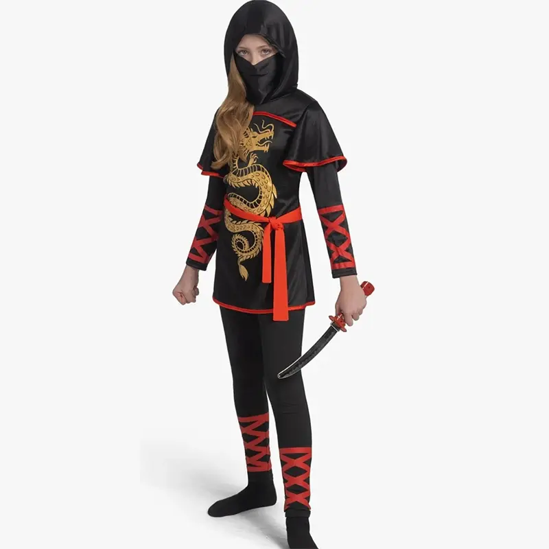 Girls Ninja Role Play Costume With Mask And Waist Sash