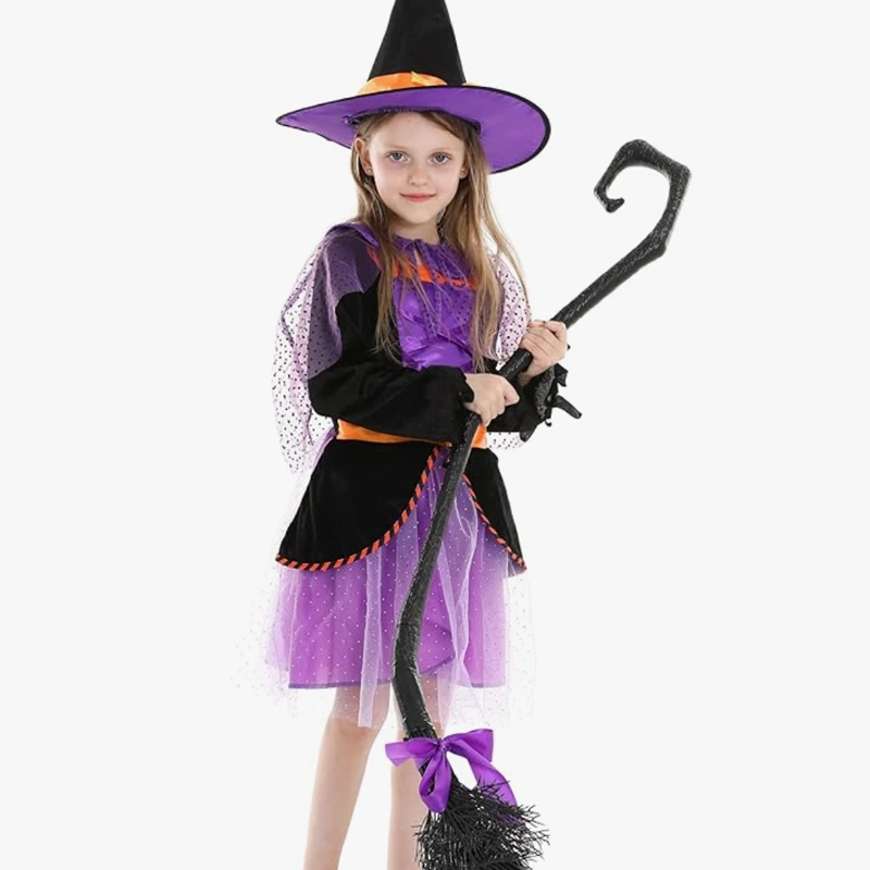 Storybook Character Day Kids Witch Costume With Lace Trim